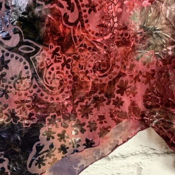 Vintage Jessica Women’s Mesh and Floral Crushed  Velvet Blouse Gypsy Y2K LARGE - Picture 10 of 16